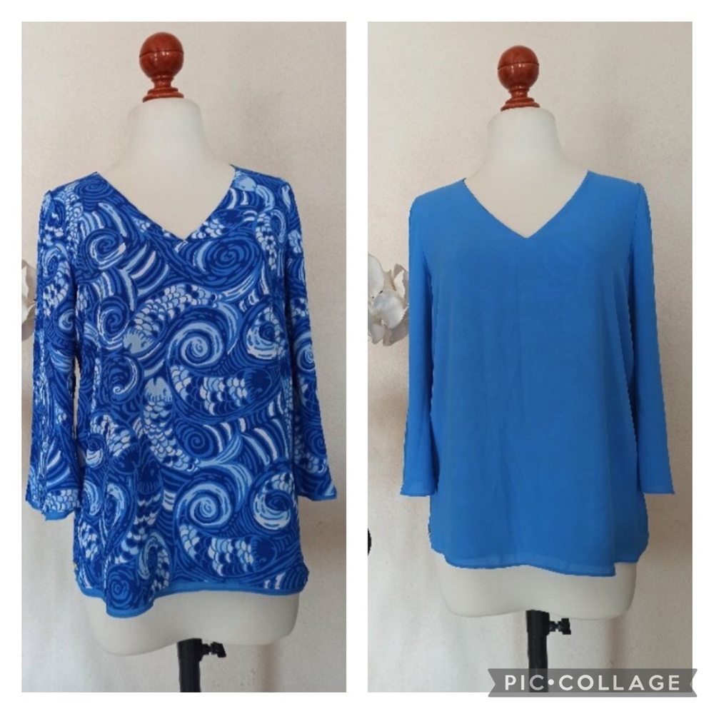 LILLY PULITZER Florin 3/4 Sleeve V-Neck in Blue Grotto